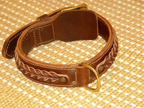 2 Ply Leather Dog Collar Adorned with Handcrafted Braids